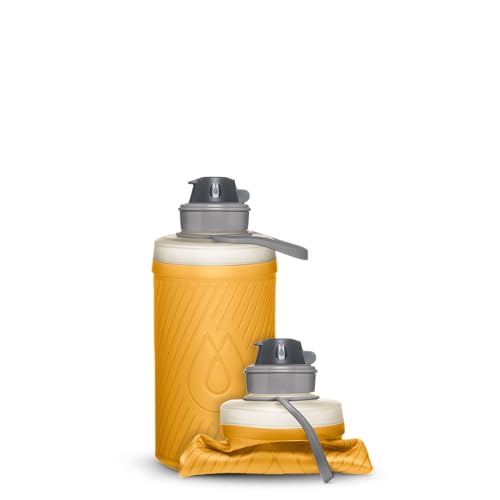 HydraPak Flux - Collapsible Backpacking Water Bottle (750ml, 1L, 1.5L) - BPA Free, Ultra Light, Spill-Proof Twist Cap - color: *NEW* Golden Yellow, style: 750ml/25oz