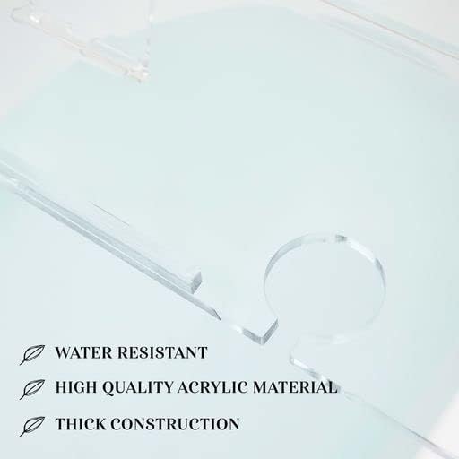 38" Supreme - Clear Acrylic Bathtub Tray Caddy Tub Shelf, Spa Board Luxury Bathroom Bath tub Table, Fits Across Bathtubs, Book, iPad and Wine Glass Holder (Supreme, 38") - size: 38"