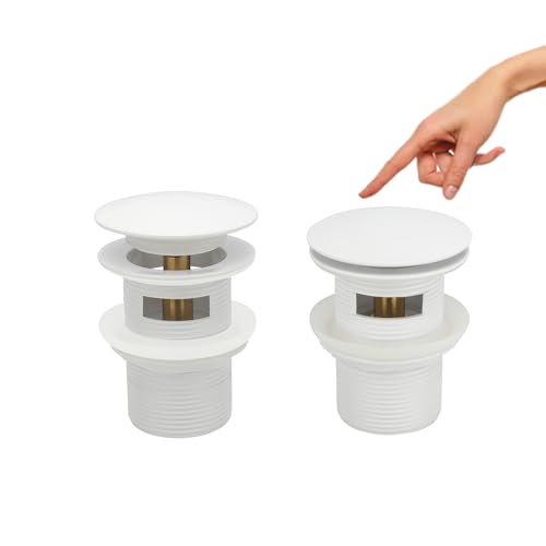 Pop-up Freestanding Bathtub Drain Stopper, Suitable and Compatible with Freestanding Bathtub Drain Rough-in Kit (White) - color: White