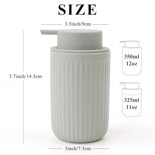 BosilunLife Grey Soap Dispenser Set - 2 Pack 12oz Ceramic Dish Soap Dispenser with Rust Proof Pump for Kitchen, Hand Soap and Lotion Set Suitable for Farmhouse Bathroom Decor - color: Grey-liquid Pump