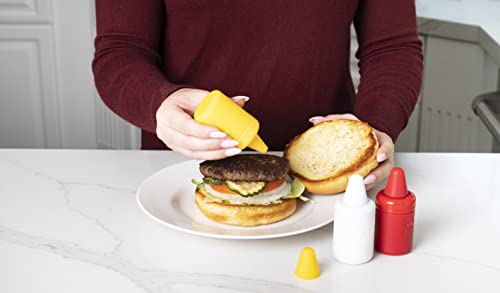 Joie Condiment Mini Squeeze Bottles with Nozzle Caps, Ideal for Ketchup, Mustard, Mayo and More, Set of 3