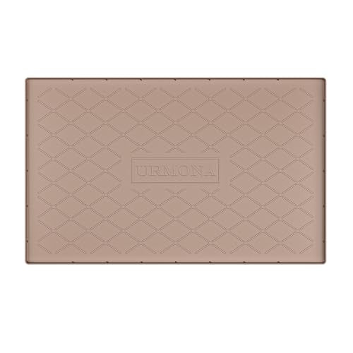 URMONA 34" x 22" Waterproof Silicone Mat in Multiple Sizes & Colors, Under Sink Mat for Kitchen & Bathroom, Pet Food Pad for Dogs & Cats, Kitchen Cabinet Liner, Multi-Purpose for Storage(Khaki) - color: Khaki, size: 22"W x 34"L