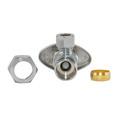 Eastman 3/8 Inch OD Compression x 5/8 Inch OD Compression Multi-Turn Angle Stop Valve, Brass Plumbing Fitting, Chrome, 04348LF - size: 3/8 in. OD x 5/8 in. OD