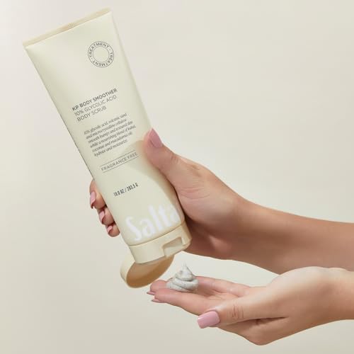 Saltair KP Body Scrub. 10% Glycolic Acid Treatment with Volcanic Sand and Plant Moisturizers. Fragrance-Free Physical Chemical Exfoliator. Exfoliating Body Scrubber for Rough Bumpy Skin, 10oz. - style: 10% Glycolic Acid Strength