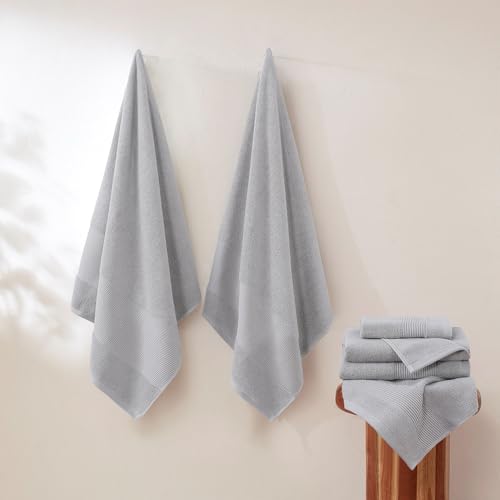 Modern Threads Air Cloud 18-Piece Towel Set - 100% Zero-Twist Cotton, 500 GSM, Quick Dry & Plush, Gray - color: Gray, size: 18 Pcs Towel Set