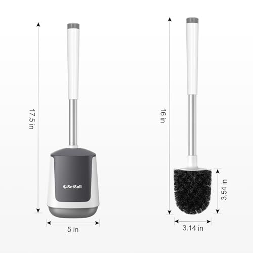 SetSail Toilet Brush 3 Pack Toilet Bowl Brush and Holder Toilet Cleaner Brush with Nylon Bristles Ventilated Toilet Brushes for Bathroom with Holder for Toilet Scrubber Cleaning, White & Grey - color: White & Grey, size: 3 packs