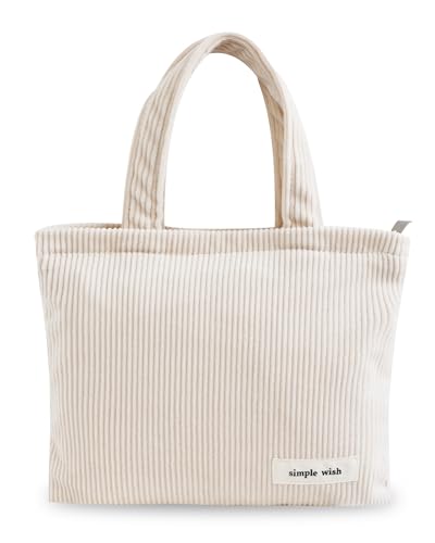 Wudygirl Makeup Bag Travel Cosmetic Bag for Women Small Makeup Pouch with Handle Zipper Cosmetic Pouch Handbag Aesthetic 8.3" x 6.7"(Beige) - color: Beige