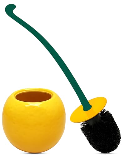 Deep & Sturdy Toilet Bowl Brush with Holder - Orange Bowl Brush - Durable Scrubbing - Toilet Cleaners - Household Essentials - Bathroom Cleaner - Cleaning Supplies - Household Supplies - color: Orange