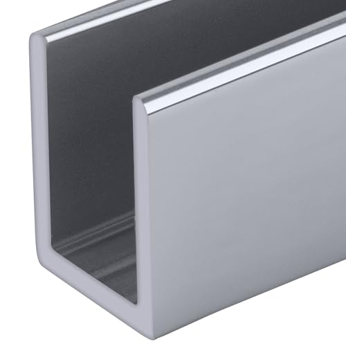 Brixwell SDCD38BA-CCP4 Brite Anodized 3/8" Fixed Panel Shower Door Deep U-Channel 4 inch Sample - color: Brite Anodized, size: 4 Inch - Sample