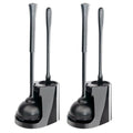 CELOX 2 Sets Black Toilet Brush and Plunger Set for Bathroom Heavy Duty - color: Shiny-black