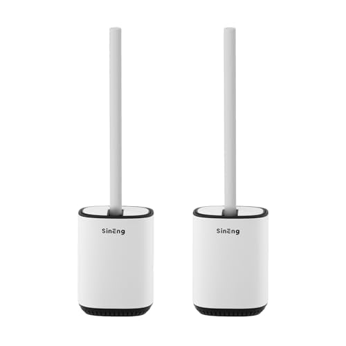 Toilet Brush and Holder Set Toilet Bowl Brush Stainless Steel Automatic Open lid Toilet Bowl Cleaner Brush with Durable Bristle Head Toilet Cleaning Brush for Bathroom - color: White