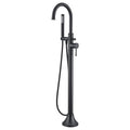 Wowkk Free Standing Tub Faucet Black Freestanding Bathtub Faucet Floor Mount Brass Bathroom Tub Filler with Hand Shower - color: Black, style: Modern