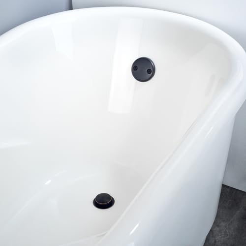 Brass Tip-Toe Tub Drain Kit with Basket Strainer and Two Hole Overflow Faceplate, Oil Rubbed Bronze - color: Oil Rubbed Bronze, style: 2-hole