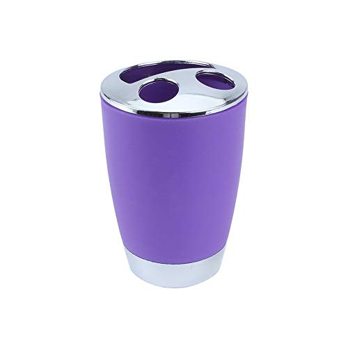 Bathroom Accessories Set 6 Pieces Plastic Bathroom Accessories Toothbrush Holder, Rinse Cup, Soap Dish, Hand Sanitizer Bottle, Waste Bin, Toilet Brush with Holder(6 Colors) (Purple)