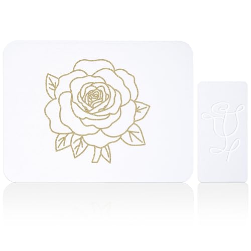 Stone Dish Drying Mat for Kitchen Counter, Glittery Resin Rose Pattern Quick Drying Mat, Water Absorbing Diatomaceous Pad for Plate Bottle Utensil Rack,Space Saving (Gold & White, 16"×12")