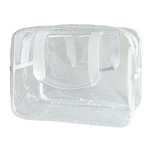 Large Clear Transparent Gift Pouch Wash Travel Makeup Cosmetic Bag with Handle for Travel Bathroom Toiletry Organizer (Clear) - color: clear