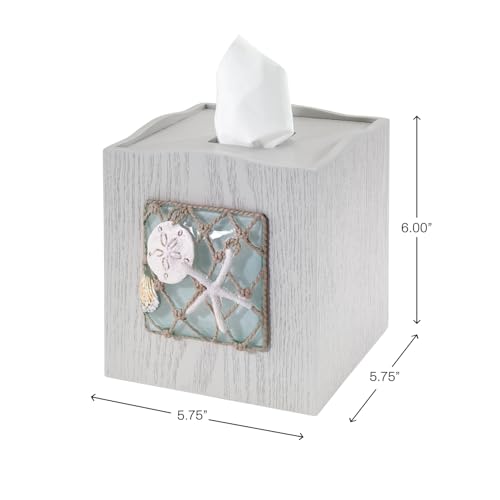 Avanti Linens - Tissue Box Cover, Coastal Home Decor, Seaglass - size: Tissue Box Cover