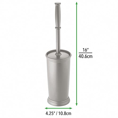 mDesign Toilet Bowl Brush and Holder - Covered Bathroom Toilet Brush - Standing Toilet Bowl Scrubber in Modern Holder - Compact, Space Saving, Deep Cleaning Brush for Toilet - Hyde Collection - Gray - color: Gray