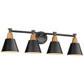 FEMILA Bathroom Vanity Light, 4-Lights Bathroom Light Fixtures Over Mirror, Modern Wall Mounted Lamp, Hammered Metal Shade, 4FG59B-4W BK - color: Matte Black, size: 30"