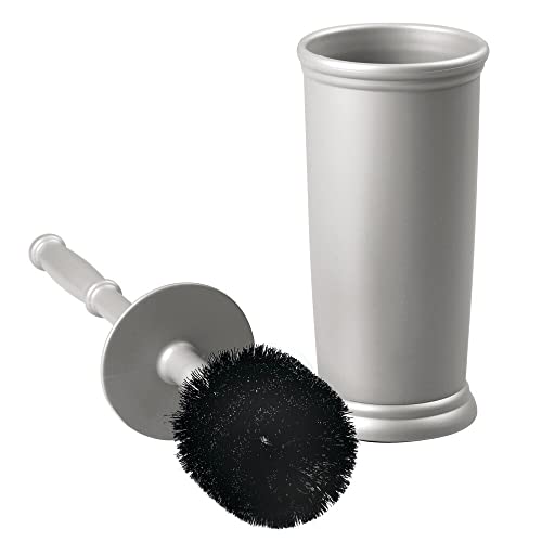 mDesign Toilet Bowl Brush and Holder - Covered Bathroom Toilet Brush - Standing Toilet Bowl Scrubber in Modern Holder - Compact, Space Saving, Deep Cleaning Brush for Toilet - Hyde Collection - Gray - color: Gray