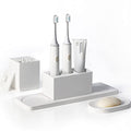 Ceramic Toothbrush Holders for Bathrooms, White Bathroom Accessories Diatomite, Electric Toothbrush Holder Countertop with Toothbrush Holders, Soap Dish Set