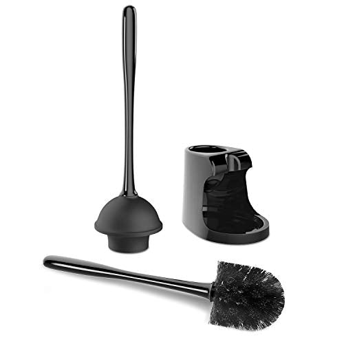 MR.SIGA Toilet Plunger and Bowl Brush Combo for Bathroom Cleaning, Black, 1 Set - color: Black