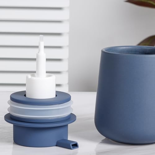 Bosilunlife Ceramic Foaming Soap Dispenser - 12Oz Bathroom Countertop Kitchen Dish Soap Pump Dispenser Foam Soap Dispenser - Matte Blue - color: Matte Blue