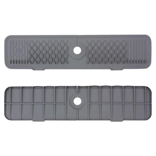 Faucet Mat for Kitchen Sink Silicone Sink Splash Guard 5° Slope Faucet Draining Mat Dish Soap Sponge Holder Around Faucet Bathroom Gadgets Sink Accessories Drying Mats Organizer (Gray, 24 Inch) - color: Gray