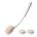 Long Handle Shower Back Scrubber,15.75 Inch Ergonomic Curved Brush with 3 Replaceable Heads with Soft and Firm Bristles,Silicone Handle for Easy Back Cleaning and Exfoliation,Bath Body Brush(Beige) - color: Wheat Straw Beige