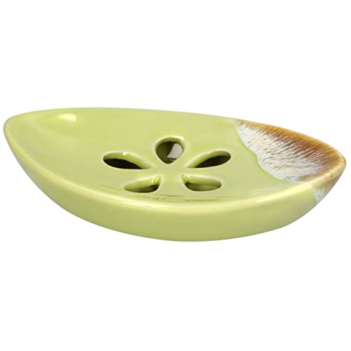 Ceramic Soap Dish with Self Draining Tray for Bar Soap, Bathroom, Kitchen (Lemon Yellow) - color: Lemon Yellow