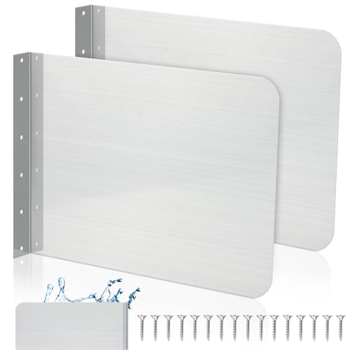 Therwen 2 Pcs Stainless Steel Side Splash Guard for Sink 20 x 12 Inch Wall Mount Guard with Screws Commercial Restaurant Hand Sink and Compartment Prep Sink Kitchen Sink Splash Protector Supply - size: 20 x 12 Inch