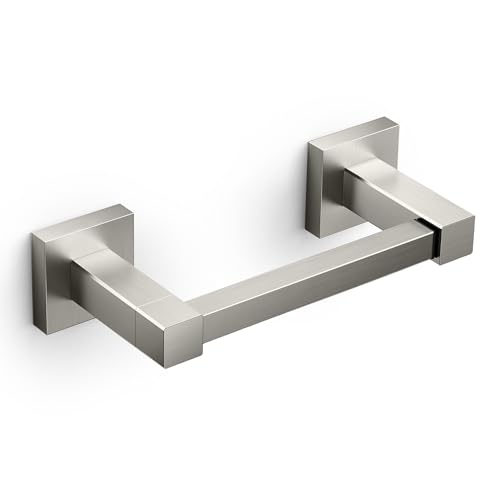 FORIOUS Toilet Paper Holder Wall Mount, Stainless Steel Rustproof Double Post Pivoting Tissue Roll Holder for Bathroom, Commercial Toilet Paper Dispenser (Brushed Nickel, Square) - color: Stainless Steel