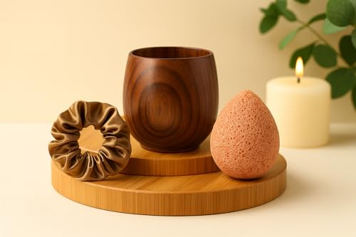 Eco Friendly Natural Spa Set for Women Gift Box with Wooden Comb Set, Bath Strap, Gua Sha, Facial Sponge, Self Care Kit Birthday, Mothers Day, Wellness, Relaxation Kit
