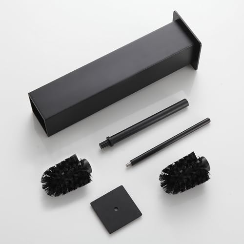 BVL Toilet Brush and Holder Set Black Stainless Steel 304 Square Freestanding Toilet Brush for Bathroom - color: Black