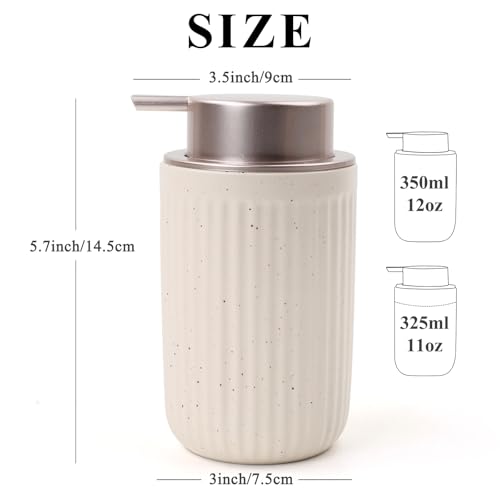 BosilunLife Foam Hand Soap Dispenser - Ceramic Foaming Soap Dispenser for Bathroom 12oz Refillable Liquid Lotion Soap Dispenser with Rust-Proof Foaming Pump for Countertop - color: Aprcot Foam Pump