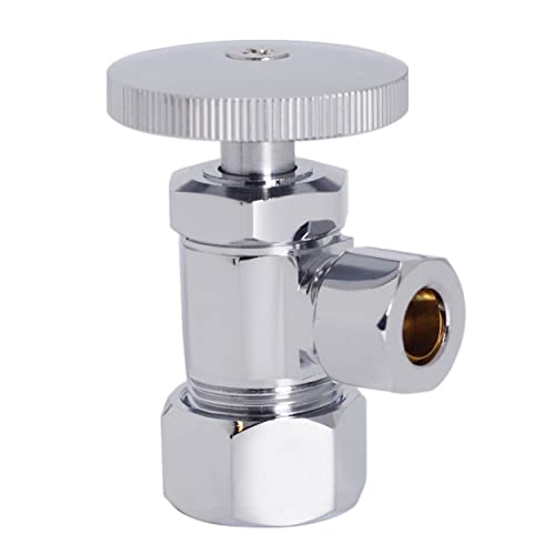 Westbrass Round Handle Angle Stop Shut Off Valve, 1/2" Copper Pipe Inlet with 3/8" Compression Outlet, Polished Chrome, D105-26 - color: Polished Chrome, size: 1 Pack