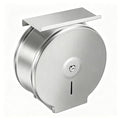 Commercial Jumbo Toilet Paper Dispenser with Shelf, Brushed Stainless Steel Toilet Paper Holder Wall Mount, 9 Inch Bathroom Tissue Roll Dispenser with Lock Key - color: Brushed Silver With Shelf