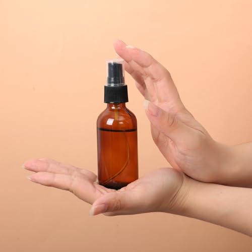 STARSIDE 24-Pack 2oz Amber Glass Spray Bottles with Fine Mist Sprayer | 60ml Glass Travel Bottles for Essential Oils, Cleaning Solutions, Perfumes & Liquids, Sample; Includes Funnels, Labels, Brush - size: M