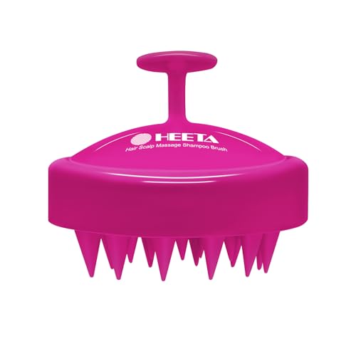 HEETA Scalp Massager Hair Growth, Soft Silicone Scalp Scrubber Shampoo Brush for Exfoliation, Dandruff Removal Head Massage Stress Relax, Wet & Dry Use for Thick Thin Curly Hair Care, Hot Pink - color: Hot Pink