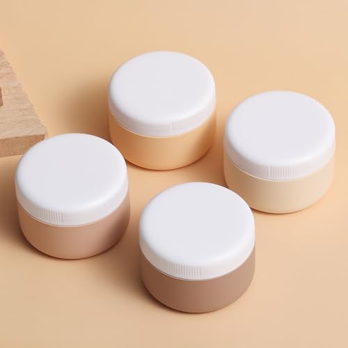 kuangre Travel Containers for Toiletries, Silicone Cream Jars BPA-Free, Leak-proof 2oz Travel Size Containers, Portable Size Silicone Jars with Lid for Cosmetic Face Hand Body Cream (4 Pack) - color: Cream, size: 2 Ounces