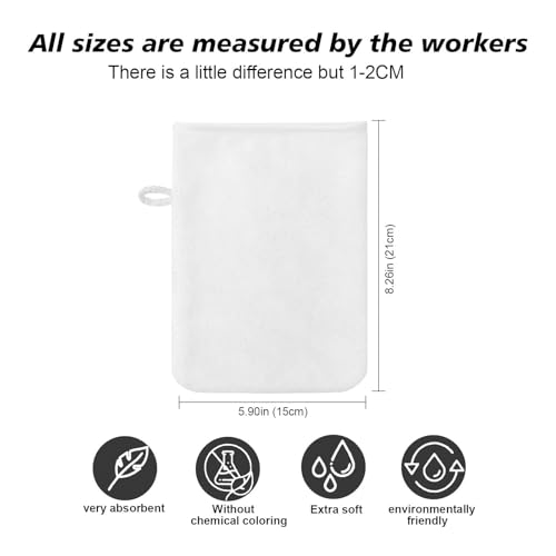 PHOGARY 10 Pack Microfiber Body Wash Mitts, Soft Face Mitten, Bath Spa Cloth, Reusable Makeup Remover Mitt Gloves, European Style Wash Cloth, 6×8 inch (White)