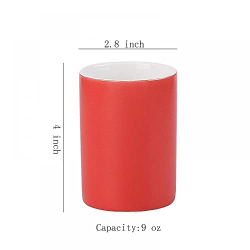 Gaolinci 2 Pcs Bathroom Cups, Ceramics Toothbrush Holder, Tumbler Cup, 9 Oz - color: Red