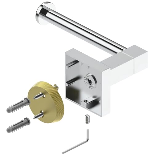 RUACQ Toilet Paper Holder Wall Mount,Square Base Tissue Roll Holder for Bathroom,Toilet Roll Holder Stainless Steel(Chrome) - color: Chrome, size: Wall Mount