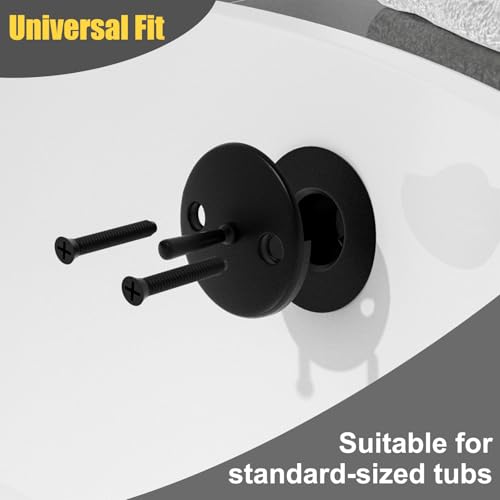 Trip Lever Bathtub Overflow Faceplate, Trip Levers Tub Drains Cover with Matching Screws (Matte Black) - color: Black Cover