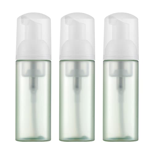 Travel Foam Pump Bottle - 2oz Small Size Foaming Hand Soap Dispenser - Mini Portable Mousse Lash Shampoo Kit Container for Hair - Empty Leak Proof Plastic White&Green Foamer 3Pack - color: White and Green