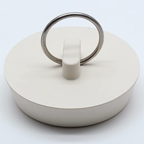 Bonsicoky Rubber Drain Stopper, 1-7/8 to 2 Inch, White, 2Pcs | Bathtub Drain Plug, Hanging Ring, For Kitchen and Bathroom, Bathroom Sink Stopper - size: 1-7/8 Inch to 2 Inch