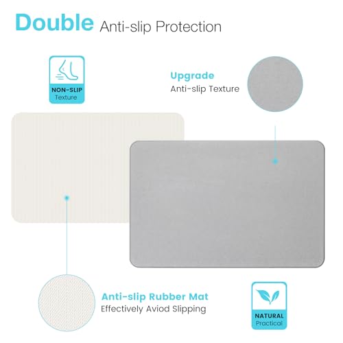 Diatomite Stone Bath Mat, Premium Non-Slip Natural Diatomaceous Earth Bathtub Quick Drying Mats for Bathroom Floor (23.6" x 15.4" Light Gray) - color: Light Grey, size: 23.6" x 15.4"