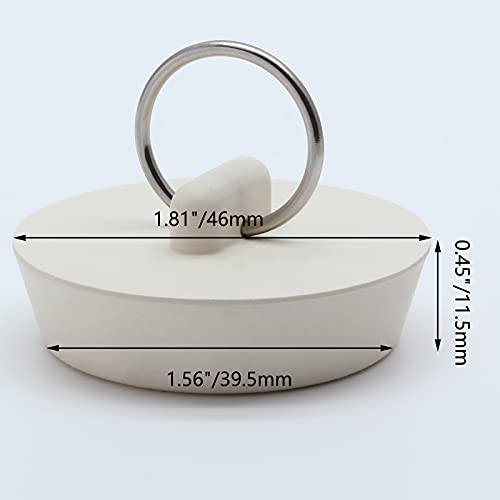 Bonsicoky Rubber Drain Stopper, 1-5/8 to 1-3/4 Inch, White, 2Pcs | Bathtub Drain Plug, With Hanging Ring, For Kitchen and Bathroom - size: 1-5/8 Inch to 1-3/4 Inch