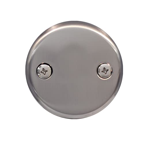 Westbrass D93-2-07 1-1/2" Tip-Toe Bathtub Drain Plug Trim Set with Two-Hole Overflow Faceplate, 1-Pack, Satin Nickel - color: Satin Nickel, size: 1 Pack