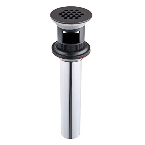 Artiwell Grid Drain Strainer Assembly With Overflow for Bathroom Sink, P.O. Plug Lavatory Drain, Oil Rubbed Bronze - color: Oil Rubbed Bronze, style: With Overflow